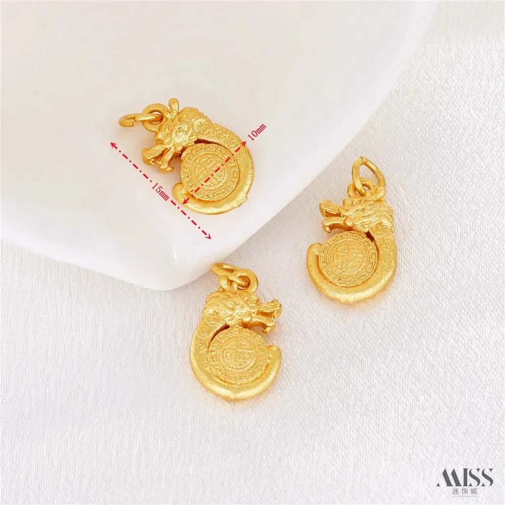Shajin Brush Gold List, Lucky Character Golden Dragon Hairless Cat Head Pendant DIY Bracelet Necklace Accessories