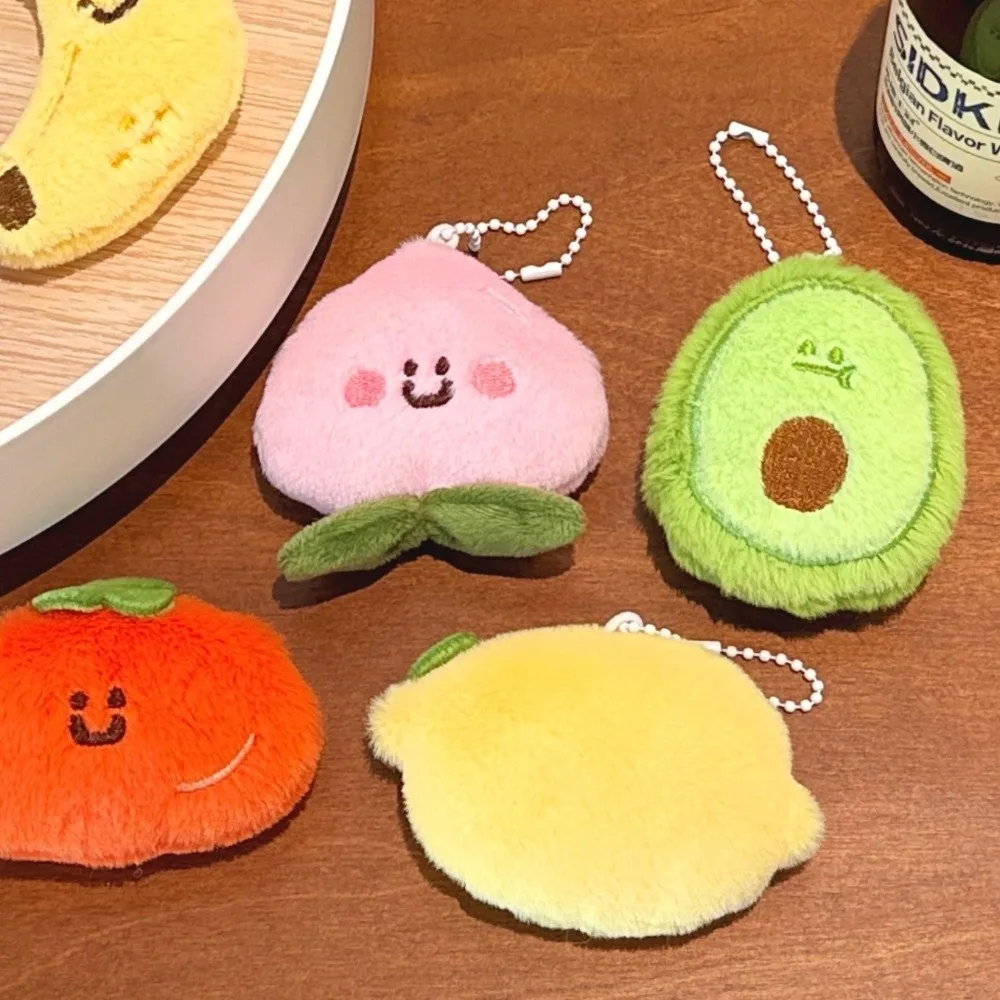 Novo dos desenhos animados fruta boneca de pelúcia chaveiro bonito abacate limão cereja recheado pingente manga pêssego banana saco pingente presentes aniversário