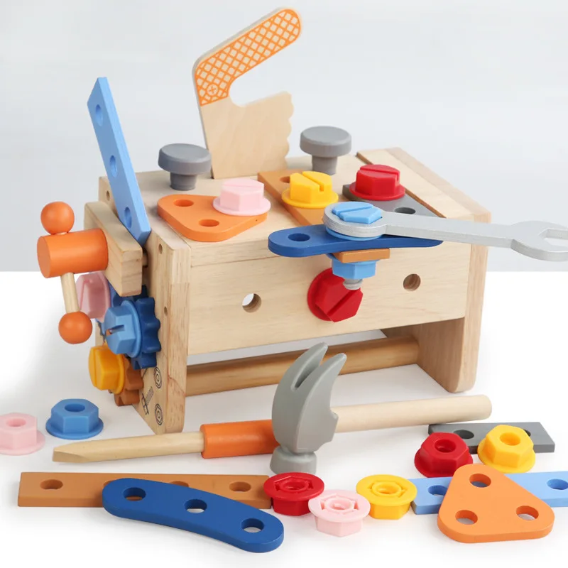 Planche occupée pour enfants, boîte à outils de réparation en bois, jeu de Simulation Montessori, outils à vis, panier, jouets éducatifs pour enfants