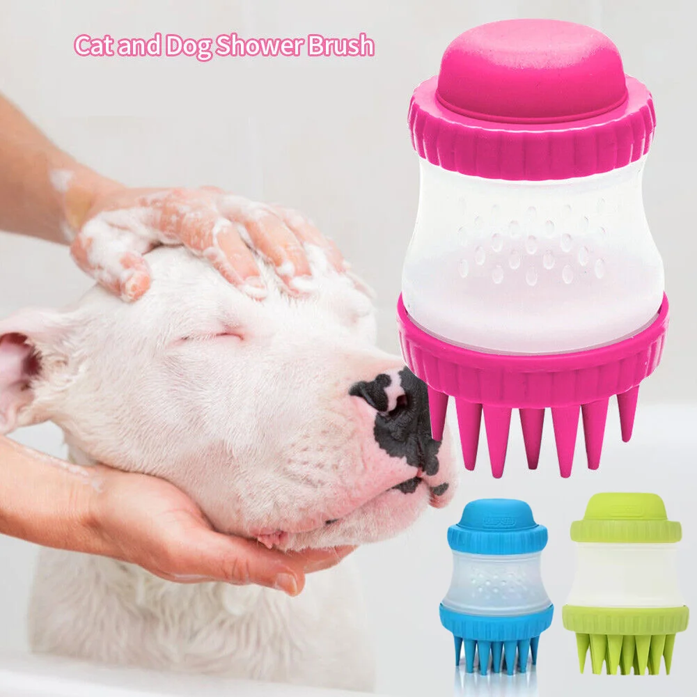 Soft Silicone Dog Brush Pet Shampoo Massager Bath Brush Bathroom Puppycat Washing Massage Dispenser Grooming Shower Brush