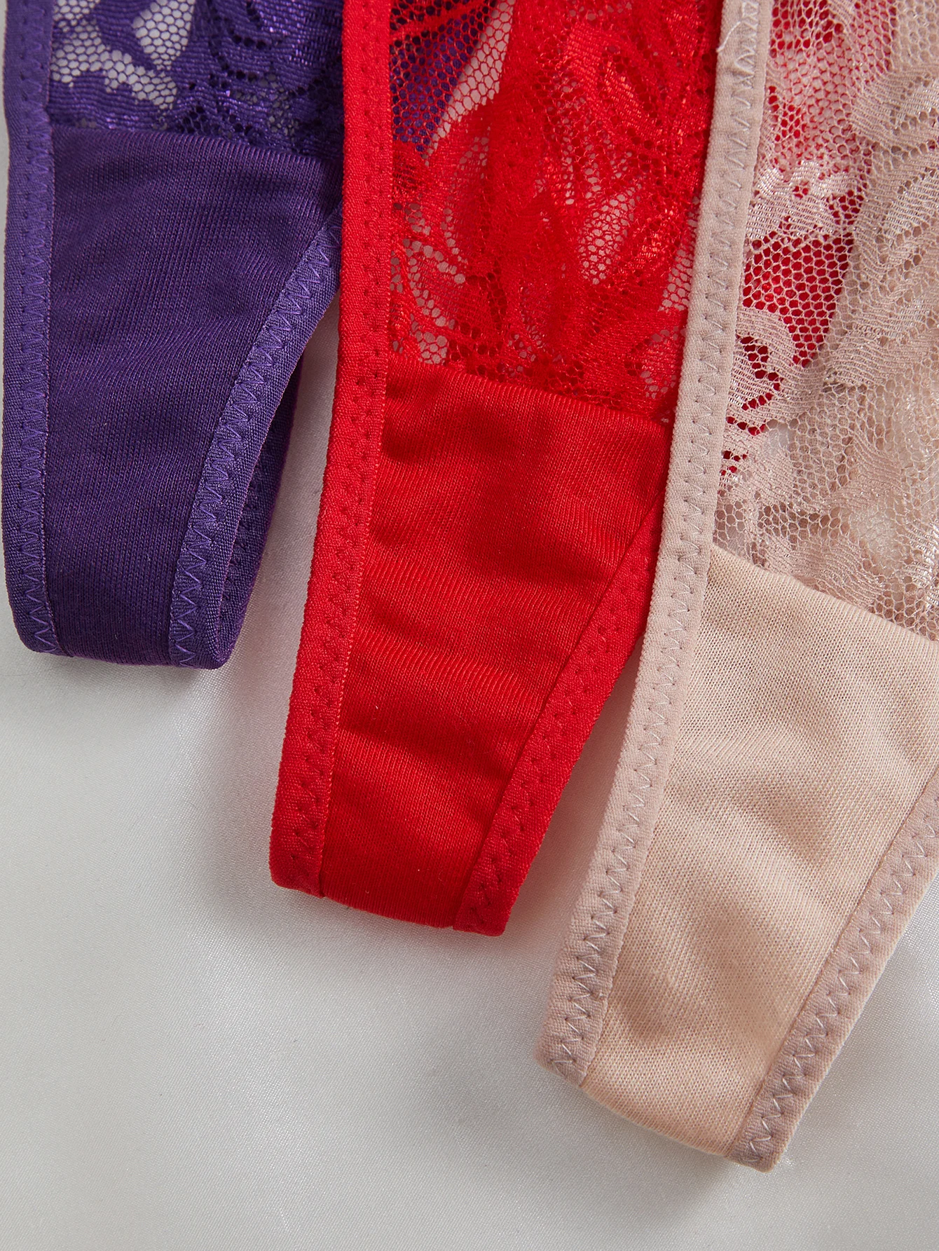 3-teiliges Set Spitzen-Stringtangas für Damen, sexy, verstellbarer dünner Bund, Intimwäsche – Detail 25