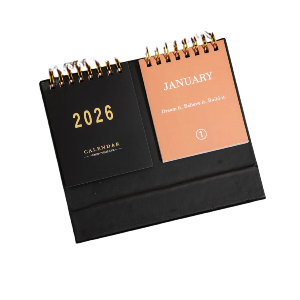 

Double Sides 2026 Desktop Calendar Minimalist Design Standing Format Planner Calendar Flip Style Spiral Binding