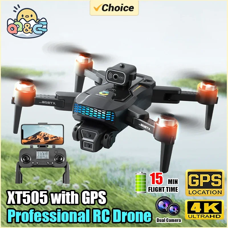

New XT505 GPS Drone 8K Professional Dual Camera 5G WIFI FPV Optical Flow Obstacle Avoidance Brushless Motor Quadcopter RC Drone
