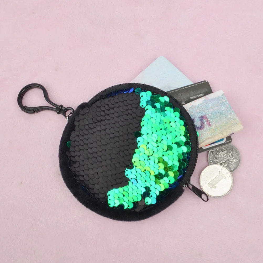 

6Pcs Sequins Coin Purse Fashion Shiny Small Wallet Zipper Closure for Keychain Change Bag Colorful Styles
