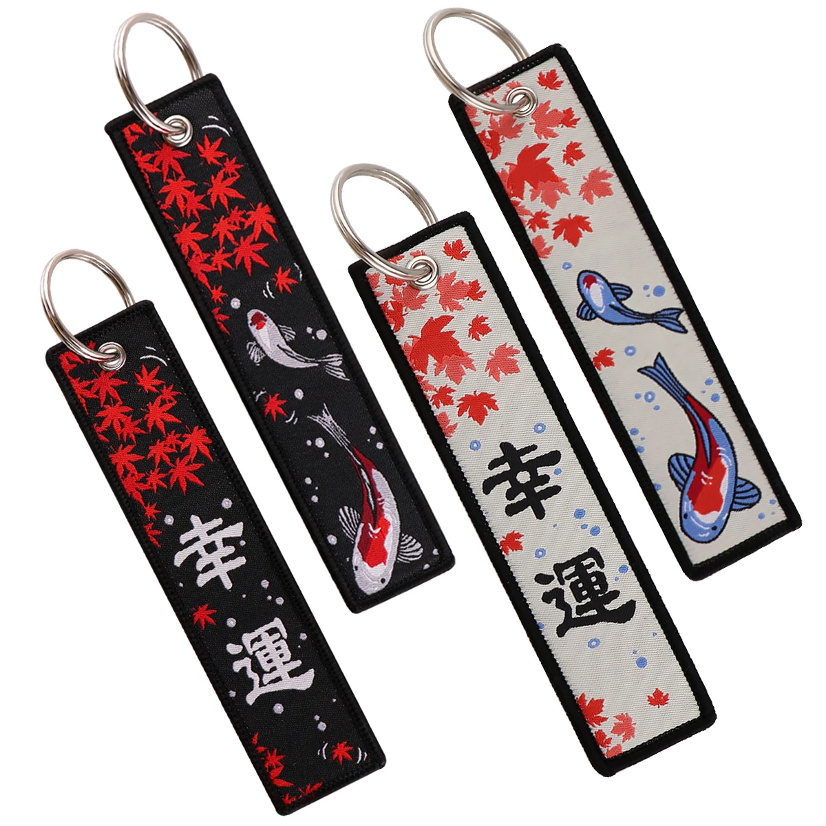 Good Luck Koi Japanese Key Fobs Embroidery Key Tag Motorcycles Car Keychain For Friend Fashion Key Ring Accessories Gift