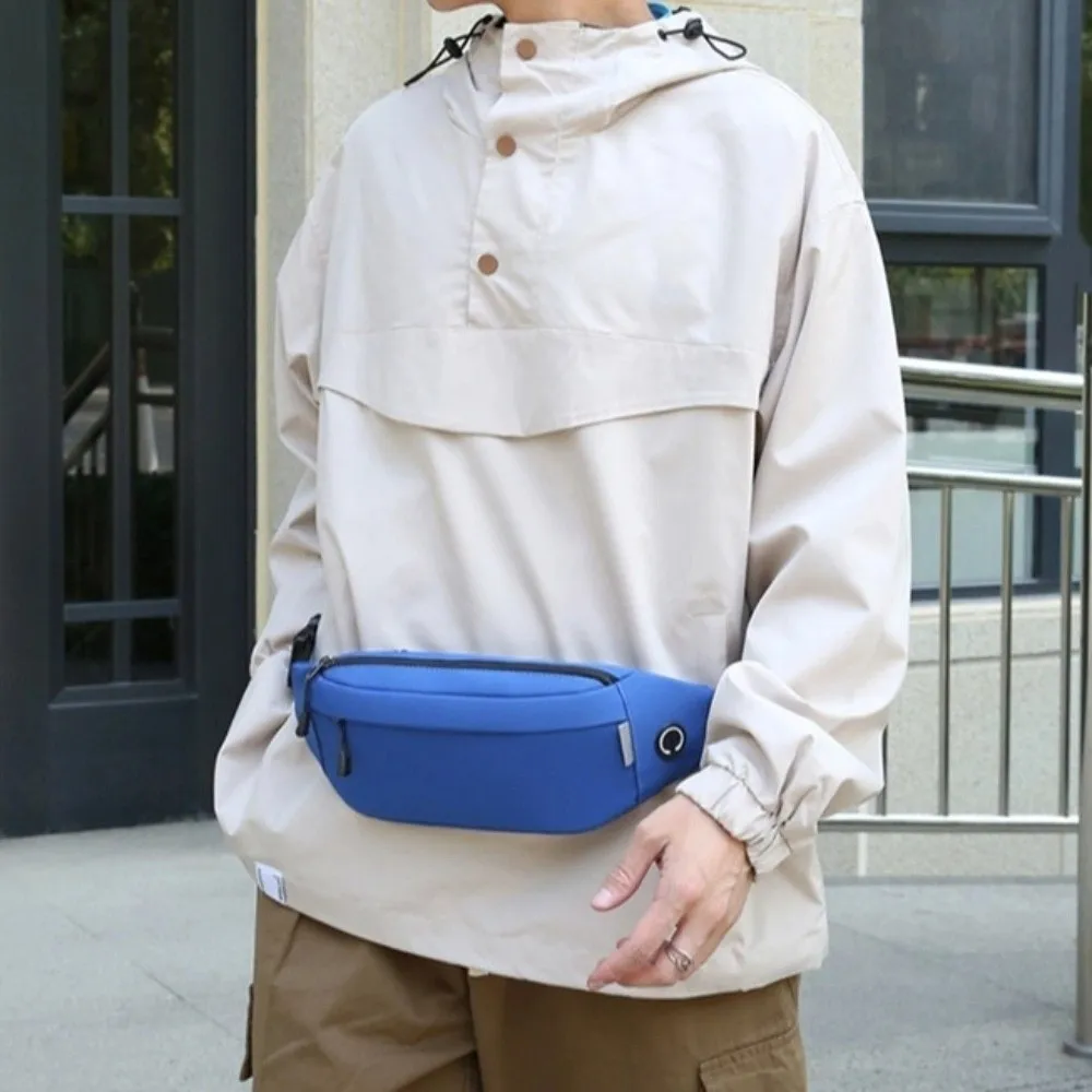 

Waterproof Crossbody Chest Bag Oxford Cloth Lightweight Men Fanny Phone Pack with Headphone Jack Multi-function