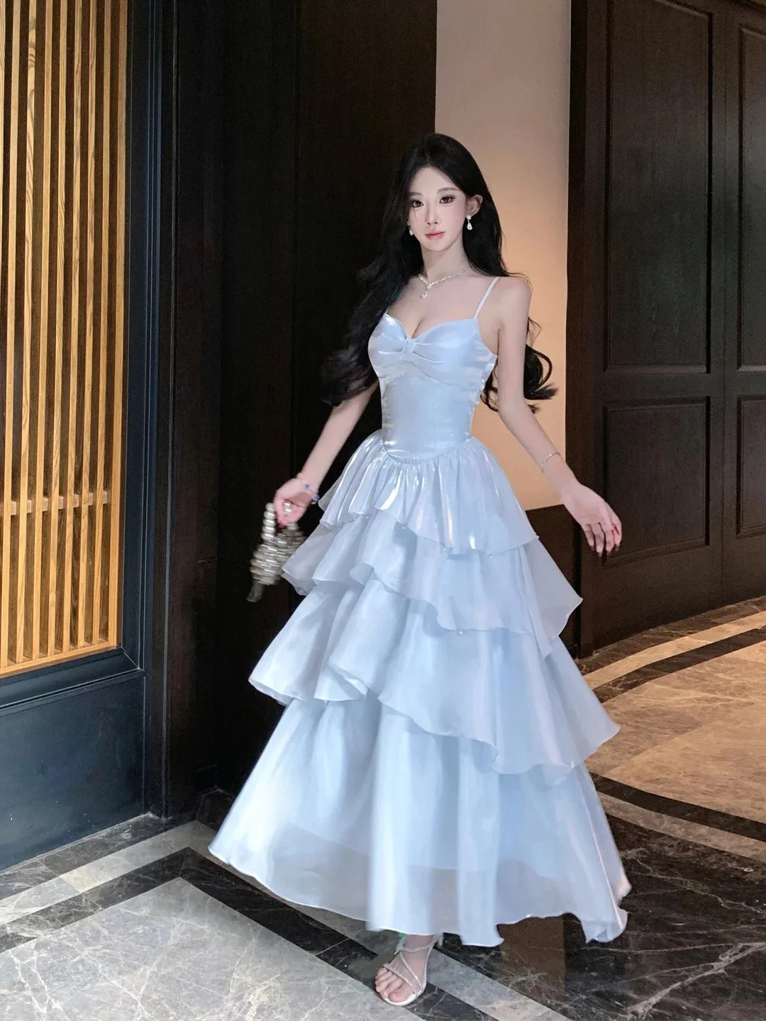 Summer Long Cake Style Beach Vacation Dress Women's Strapless Gown Photography Beach Visit Perfect Fit Casual Party Wear