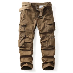 AKARMY Brown Camo Cargo Pants Outdoor Multi-pocket Ripstop Trousers Male Autumn Wear-resistant Cargo Casual Pants(No Belt)