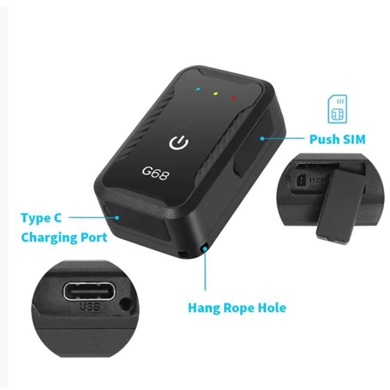 

M18K-G68 Mini 4G GPS трекер USB Type C зарядка анти-потерянное отслеживание в реальном времени бесплатное мобильное приложение для детей пожилые велосипеды активы