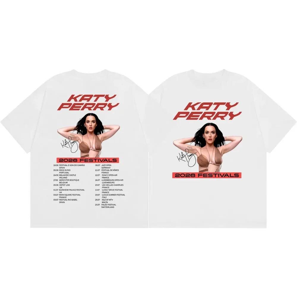 Camiseta Katy Perry 2026 Fastivals Tour, ropa para hombres y mujeres, camisetas estéticas a la moda, camiseta de manga corta de algodón de alta calidad