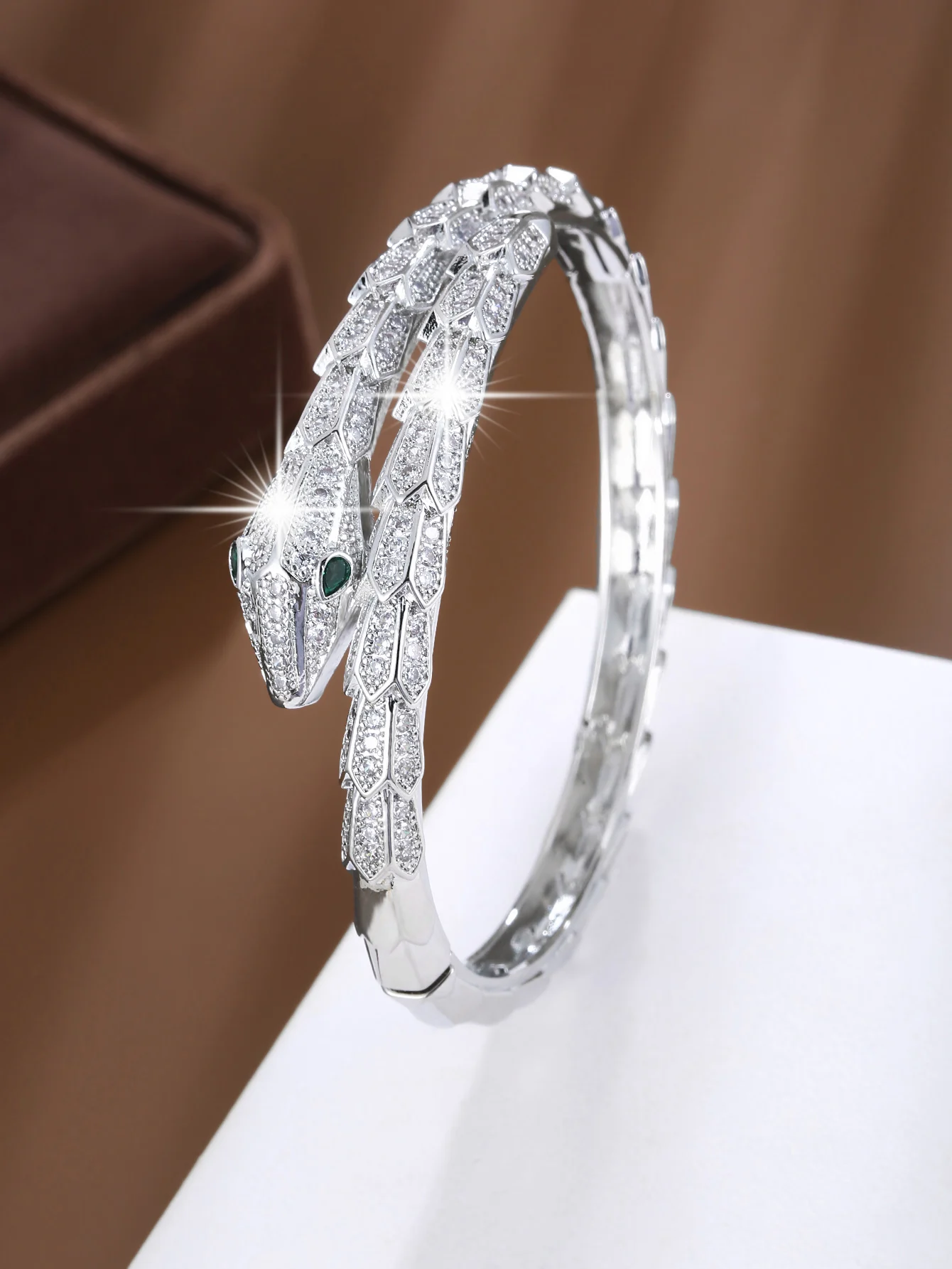 العصرية الحيوان الأفعى على شكل تصميم الاصطناعية زركونيا المرأة سوار للولائم والهدايا مجوهرات الإكسسوار #2