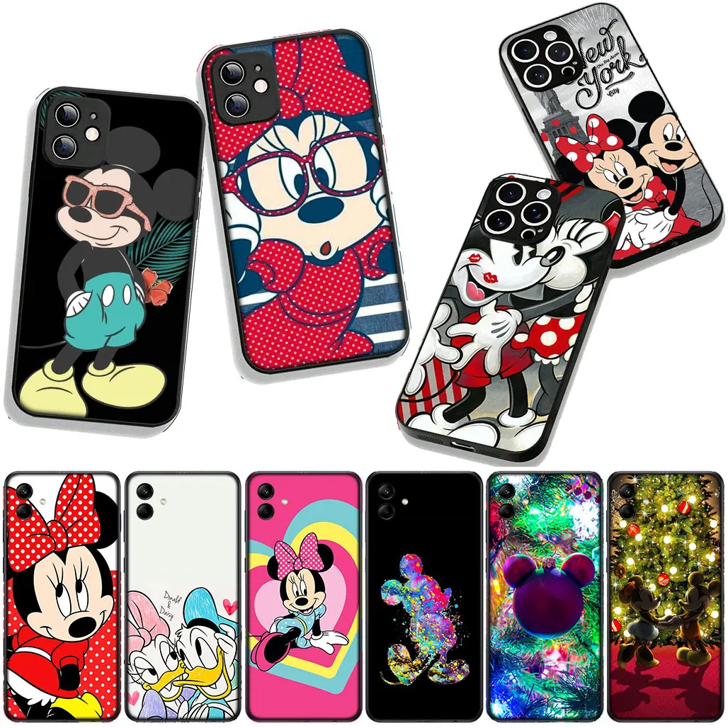 כיסוי טלפון עם דמות מיקי ומיני בצבע ורוד לסמסונג גלקסי A36 A17 A26 A07 A35 A54 S8 S9 S20 S21 FE S10 Plus A53 A13 A33 A34