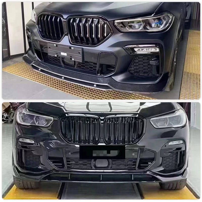 Car Front Bumper Lip Spoiler Carbon Fiber for BMW X6 G06 M Sport Utility 4-Door 2020-2022 Front Lip Chin Apron Guard Body Kit