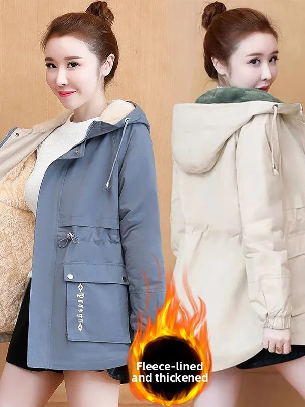 

Faionable Fce на подкладке парка женская осенне-зимняя средней длины новая корейская повседневная теплая хлопковая куртка-парка