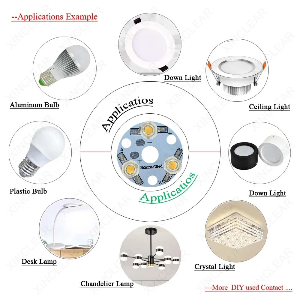 Imagem -06 - Contas de Lâmpada Led 1w Cor Quente Natural Branco Amarelo Laranja Vermelho Verde Azul Rubi Profundo Azul Safira 3w 23 mm 32 mm Placa de Alumínio com Chip Led Adequado para Diy