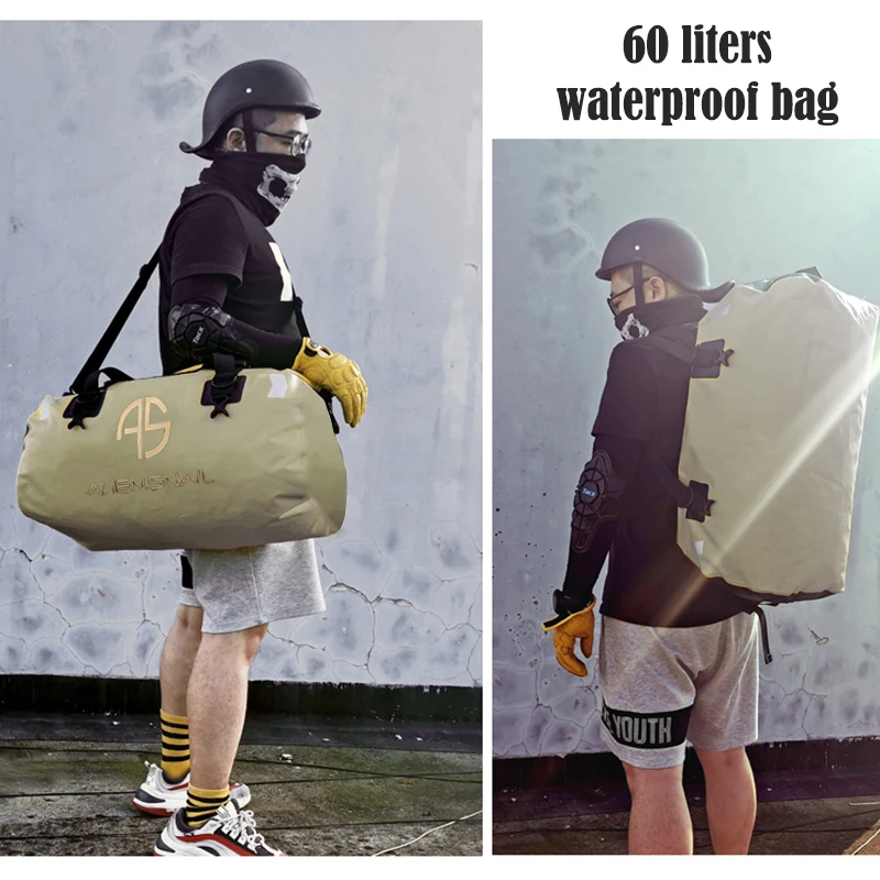 ALIEN SNAIL-bolsa trasera impermeable para motocicleta, bolsa seca de viaje de 3L/60L para equipaje, mochila para asiento de motocicleta