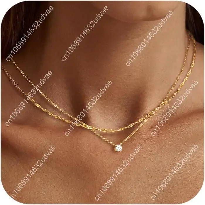 

Женские ожерелья с бриллиантами, изящное колье-чокер из 14-каратного золота/стеребра, простые позолоченные ювелирные ожерелья с цирконием для