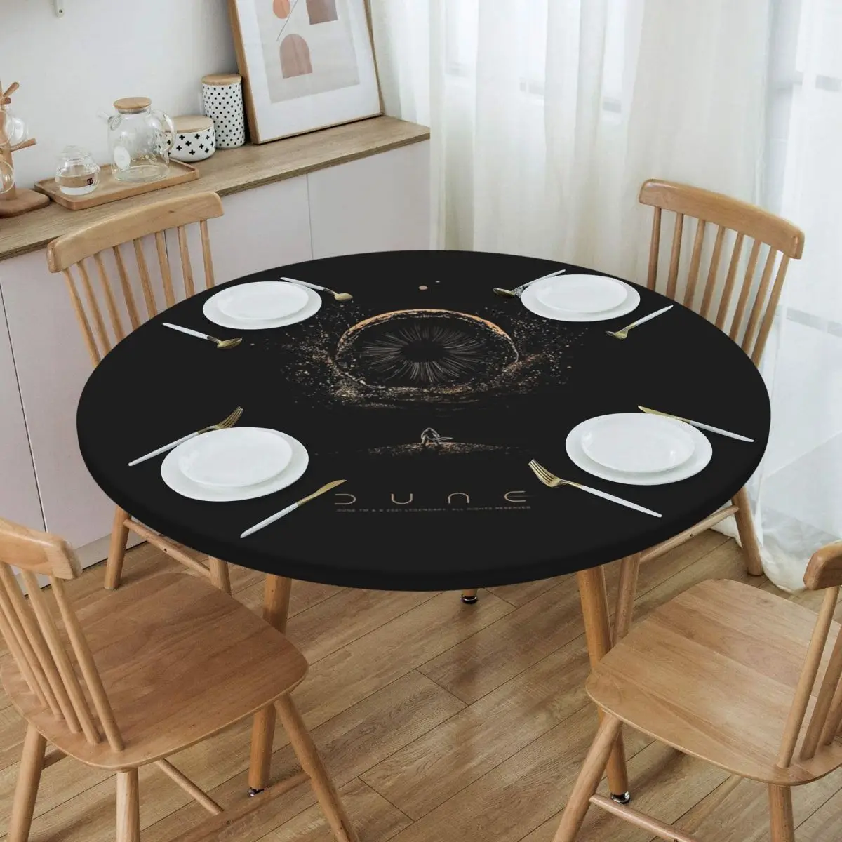 Shai-Hulud The Sandworm Waterproof Round Tablecloth Oilproof Table Cloth for Kitchen Events Dining Table Cover