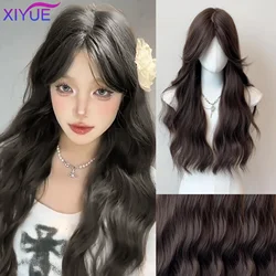 XY Synthetic Long Curly Hair Women Wig with Bangs Brown Black Lolita Cosplay Braided Wigs Heat Resistant Fiber Party Fake Hair