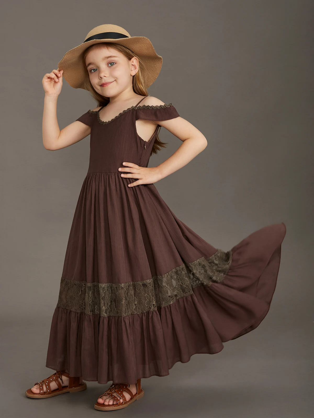 New Summer Strap Ruffle Girls Solid Color Slip Floor Long Dress Baby Kids Evening Party Dress Cloting for 4 6 7 8 10 12 Year