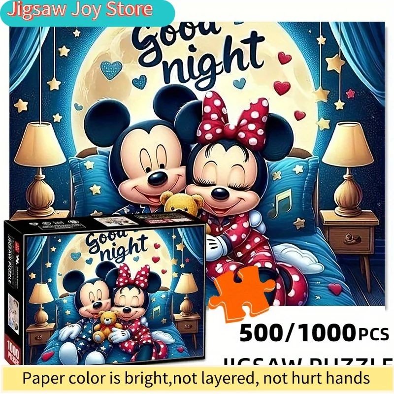 

Mickey And Minnie Sweet Dreams Jigsaw Puzzle, Made of Thick And Durable White Cardboard, Features a Beautiful Packaging Box,