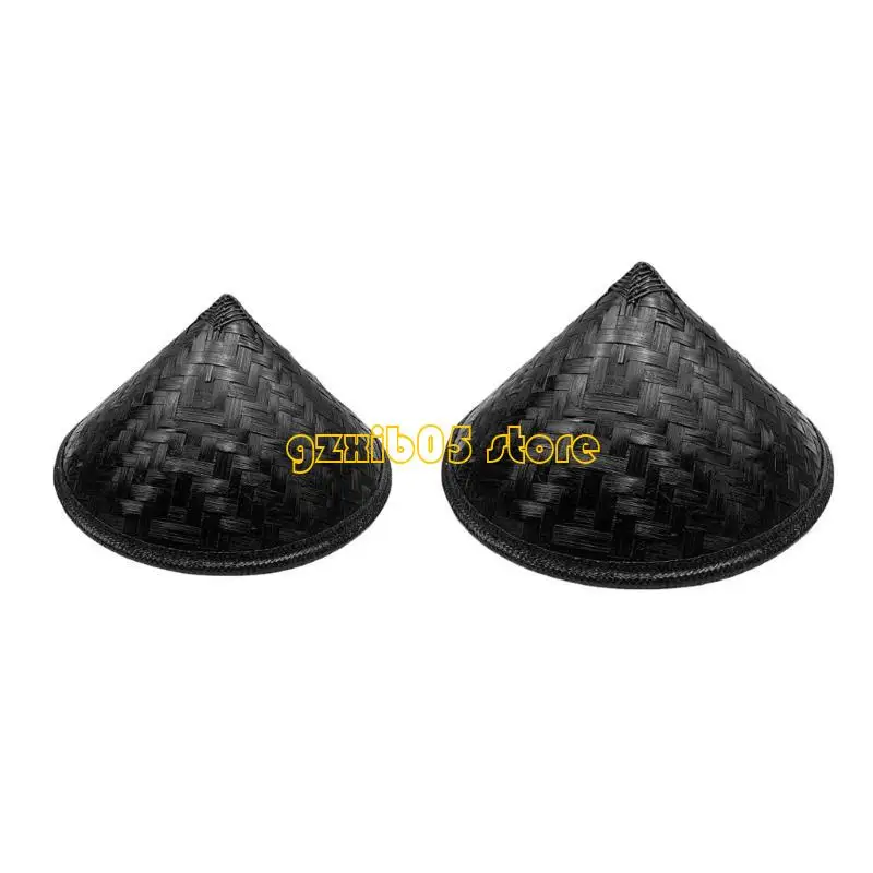 C9GE الكبار الخيزران النسيج قبعة الشمس المحمولة واسعة حافة قبعة مخروطية بسيطة للخارجية #1