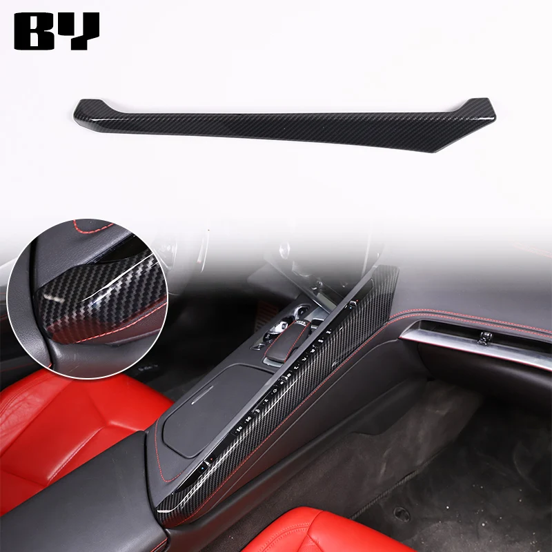 For Chevrolet Corvette C8 2020-2024 Car Accessory ABS Carbon Fiber Car Console Gear Shift Panel Cover door armrest Trim Sticker