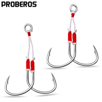 PROBEROS 2pcs Jigging Double Fishing Assist Hooks - High-Carbon Steel Hooks & Vertical Jigging Lures,Outdoor Fishing Accessories