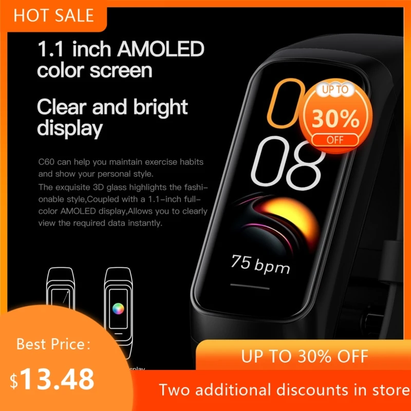 Popular Smart Wristband AMOLED High-definition Color Screen Blood Oxygen Health Detection Technology Bluetooth Watch New 2026