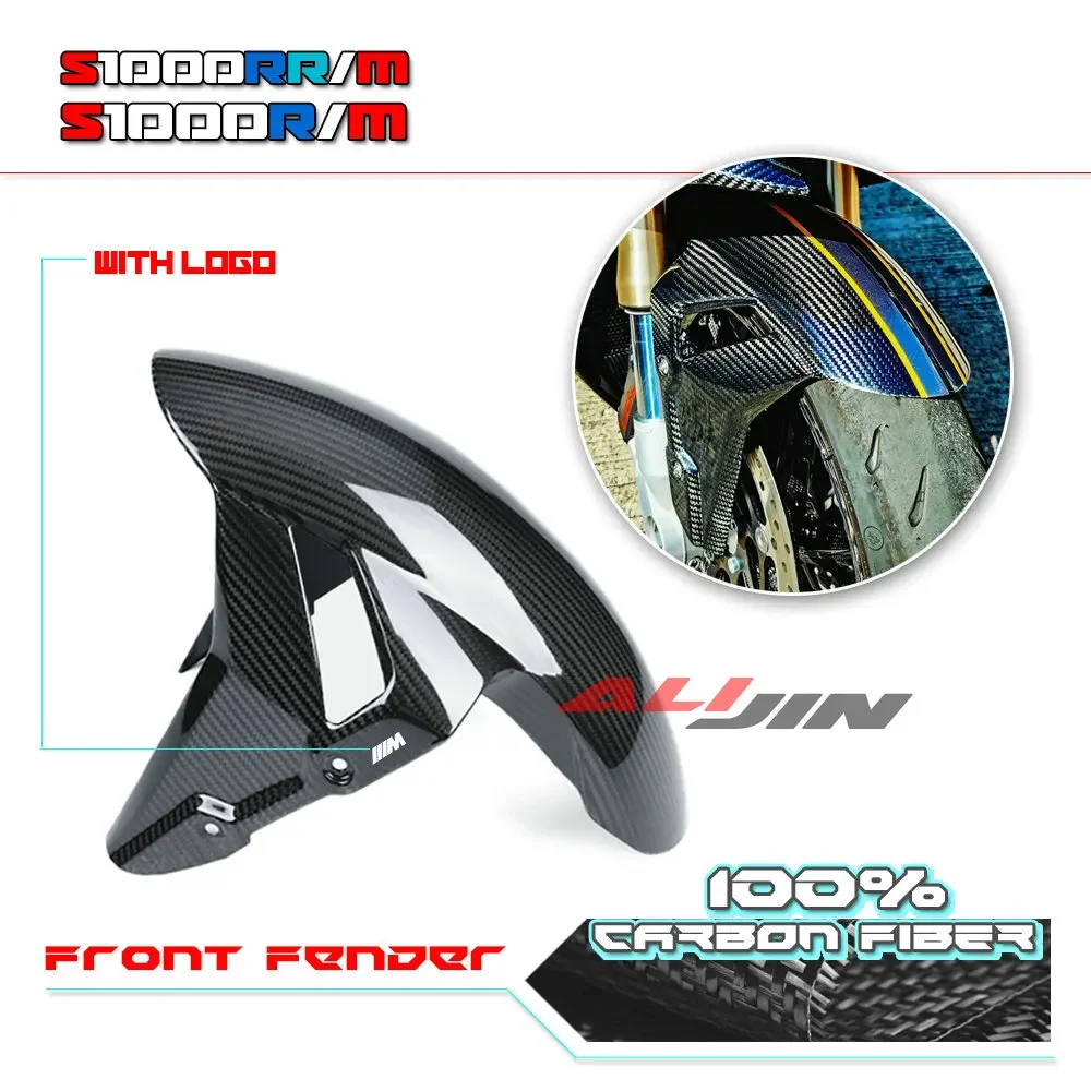 

For BMW S1000RR S1000R M1000RR 2019-2023 Real Carbon Fiber Motorcycle Front Fender Mudguard Splash Hugger Tire Cover M Power