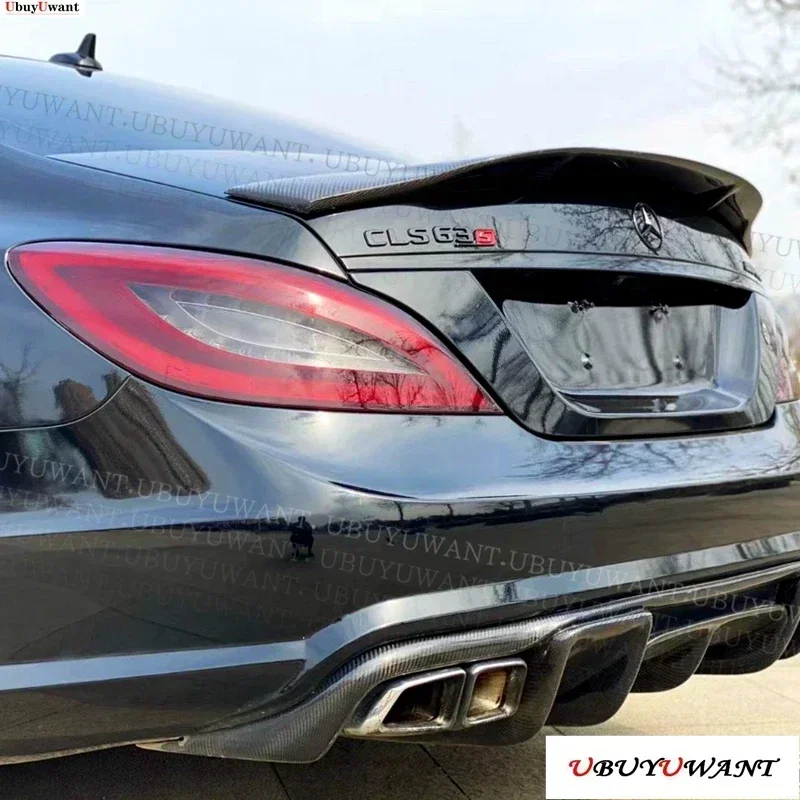 FOR Benz CLS Class W218 CLS 260 300 350 Carbon Fiber Car Rear Spoilers Trunk Tail Wing Lip Spoiler R Style 2011 - 2016 view 2