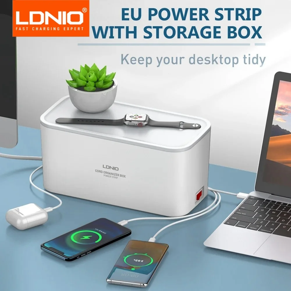 

LDNIO EU Power Strip Management Box Network Filter Pop Socket 3 USB Multi Outlet Extension Cable 2M Surge protector Plug Adapter