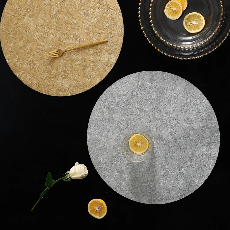 Mantel Individual de cuero ligero de lujo con patrones en relieve para uso doméstico, almohadilla aislante, tapete decorativo de mesa de comedor de cuero resistente