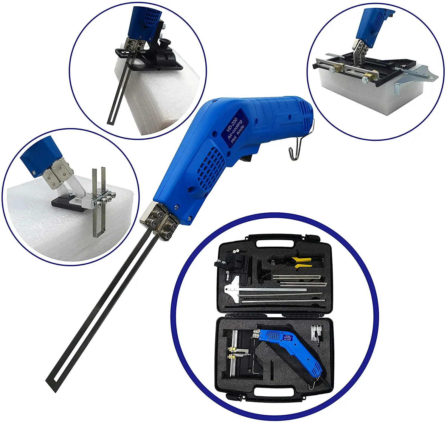 

200W Air Cooled Electric Foam Cutter Heat Cutting Knife Continuous Use Styrofoam Engraving Slotting Carving Tool Kit Blade DIY