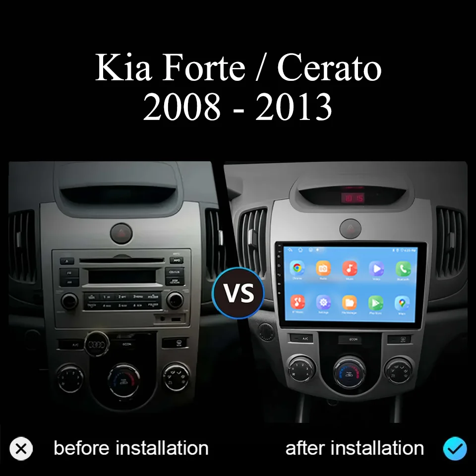 8G+128G Android 14.0 Car Multimedia Player for KIA Forte Cerato 2008 2010 2012 2013 Car Radio FM AM Stereo GPS Head Unit HU Tape