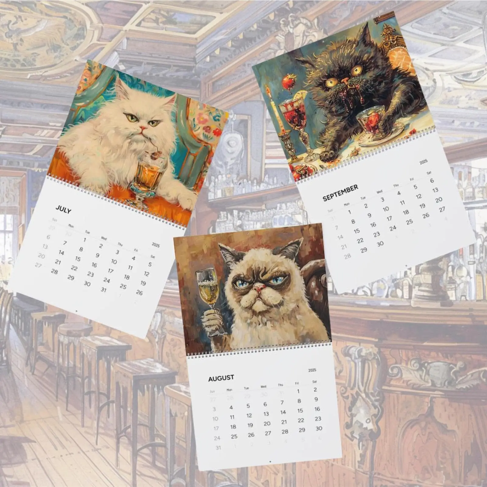 2026 Drunk Cats Kalender mit Drunk Cats Images Familienplaner Kalenderplaner für Katzenliebhaber, Organisation und Planung