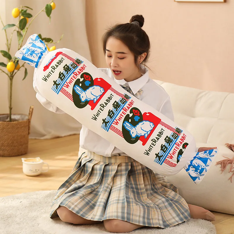 Creative 50/80cm Simulation White Rabbit Milk Candy Plush Pillow Soft Stuffed Long Pillow Plush for Girls Boys Gifts Home Decor