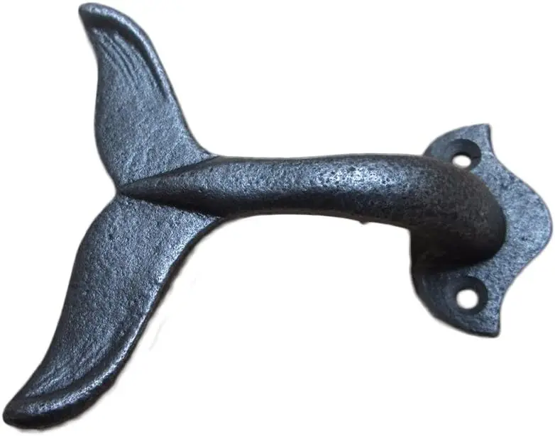 Wall hooks, decorative hooks in the shape of cast iron whale tails, used to hang coats, clothes, hats or to display costumes in