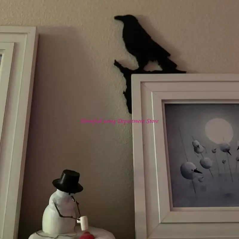 

Black Crow Door Corner Sign Holiday Wooden Door Frame Decoration Party Supplies