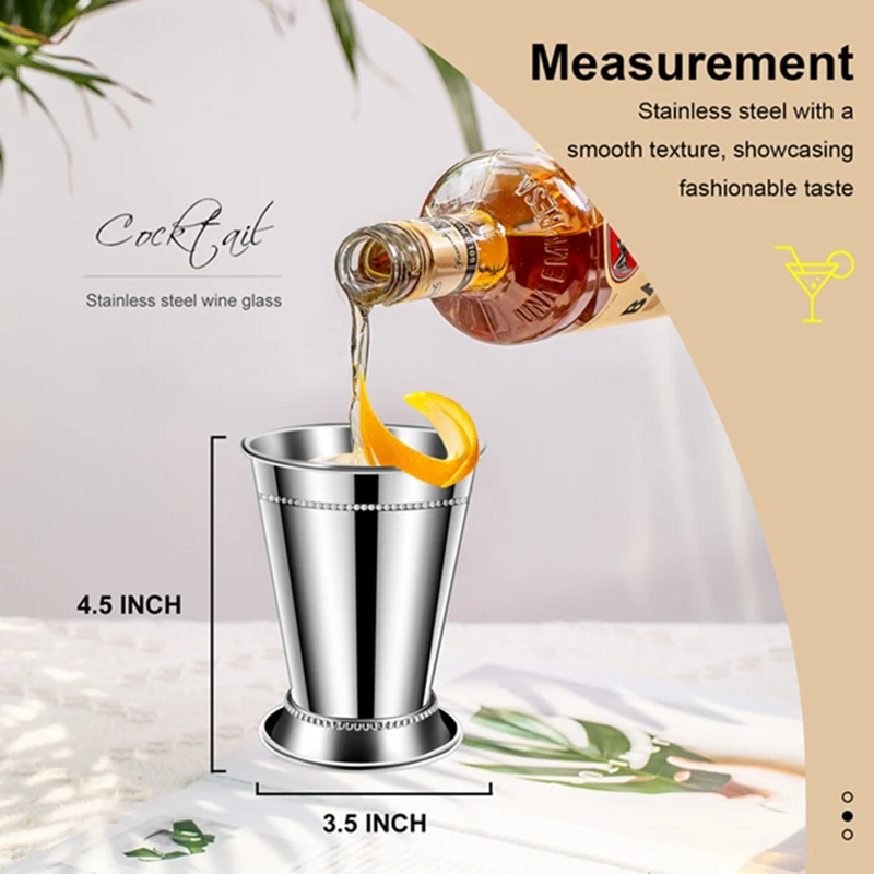 Ensemble de 2 verres classiques en acier inoxydable, 12oz, pour fête, bar, maison, restaurant