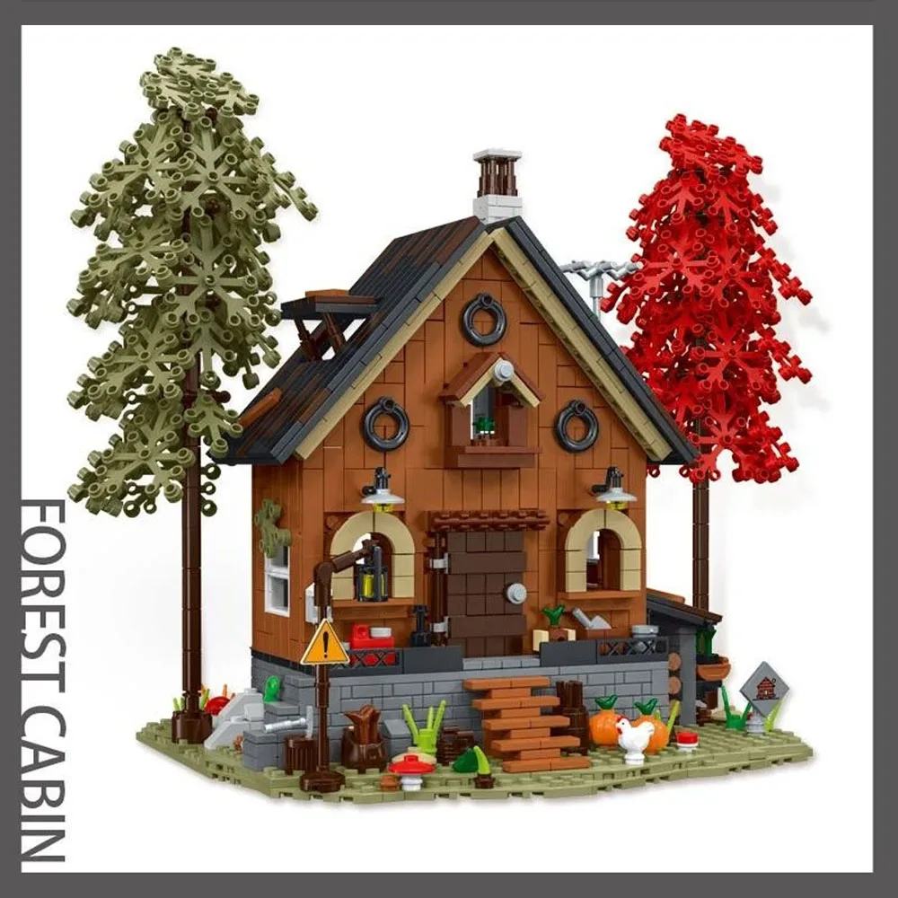 Creative Expert modulaire gebouwen MOC XMORK 031072   Forest Cabin Cottage Houten Huis Model 1643 Stuks Bouwsteen Puzzel Speelgoed 21338