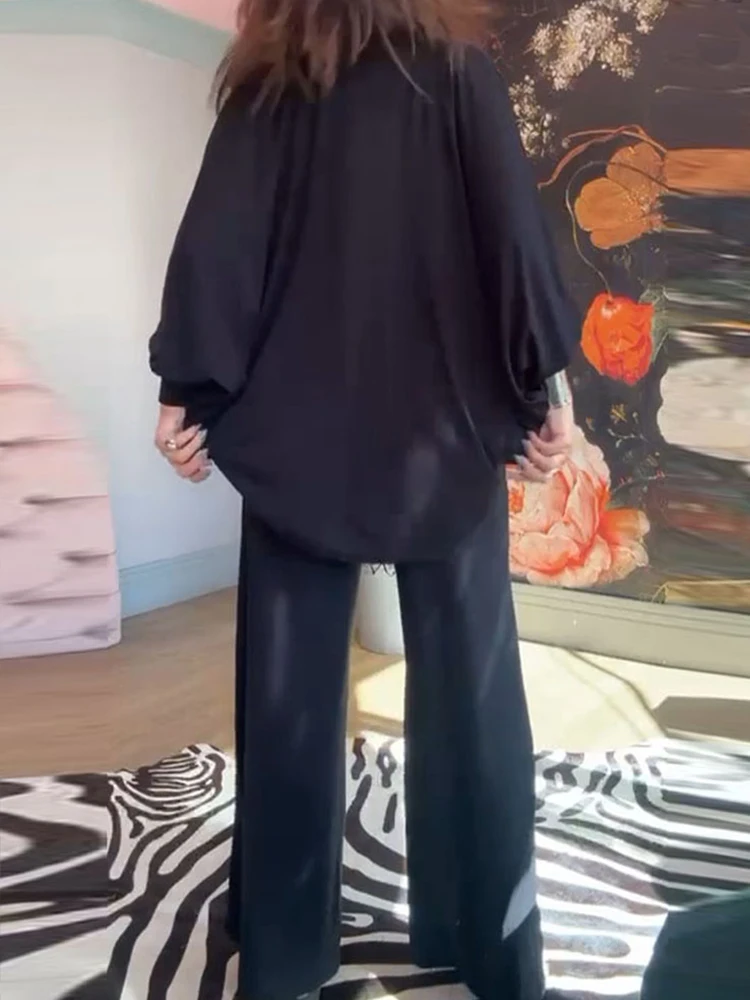 Drauuing 3 Pieces Sets Women Top With Wide Leg Pant Women Loose Casual Fashion Pant Sets Women Cardigan Outfits 3 Pieces Sets