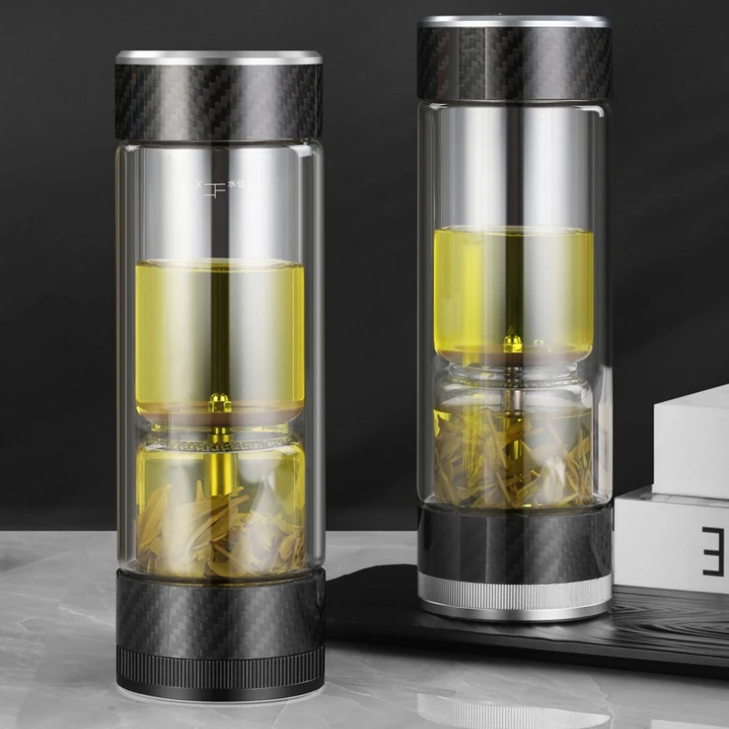 

Rotating Tea Water Separation Tea Cup Double-layer Insulation Hot Water Glass Office Portable Tea Cup