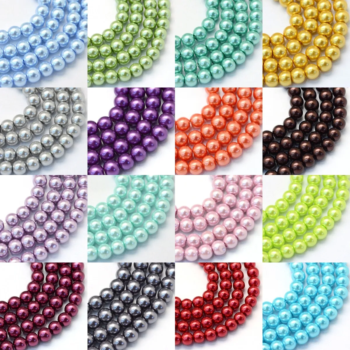 1Strand Baking Painted Pearlized Glass Pearl Bead Strands Glass Beads Round Spacer Bead DIY Jewelry Earrings Bracelets Findings