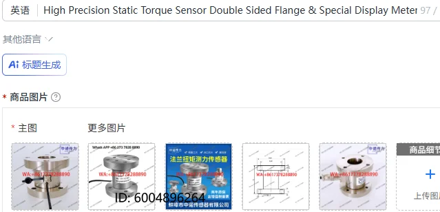 High Precision Static Torque Sensor Double Sided Flange & Special Display Meter Zhongnuo Original