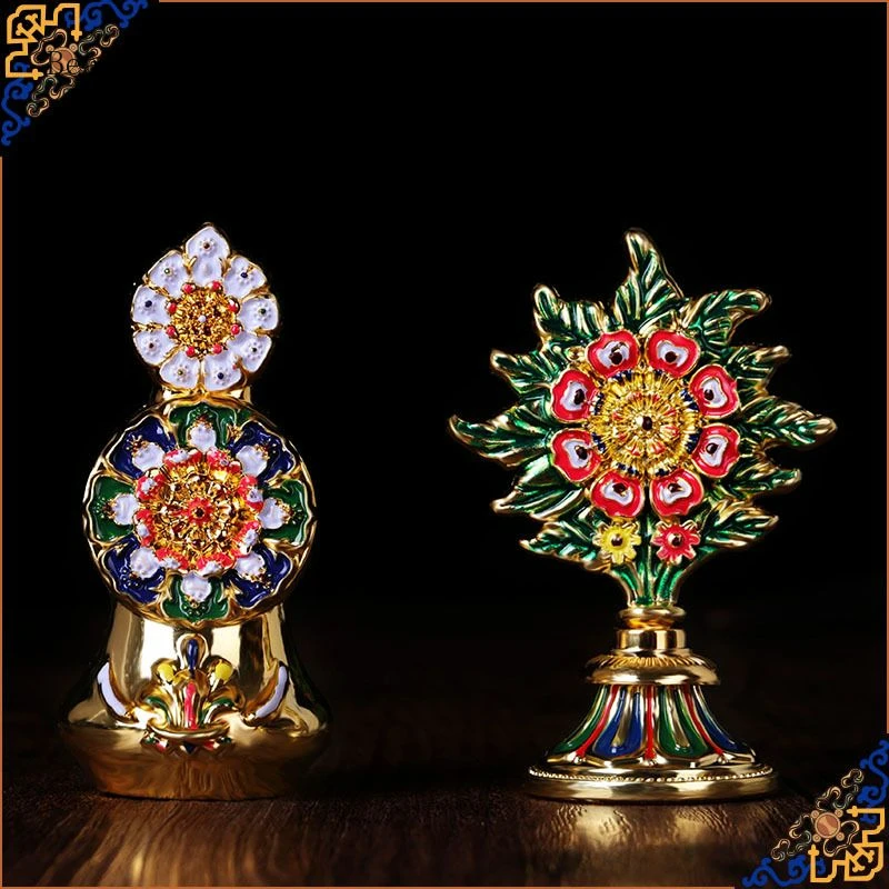 

Chinese style specialty copper alloy painted Dorma food pastry flower Tibetan Buddhist supplies home accessories