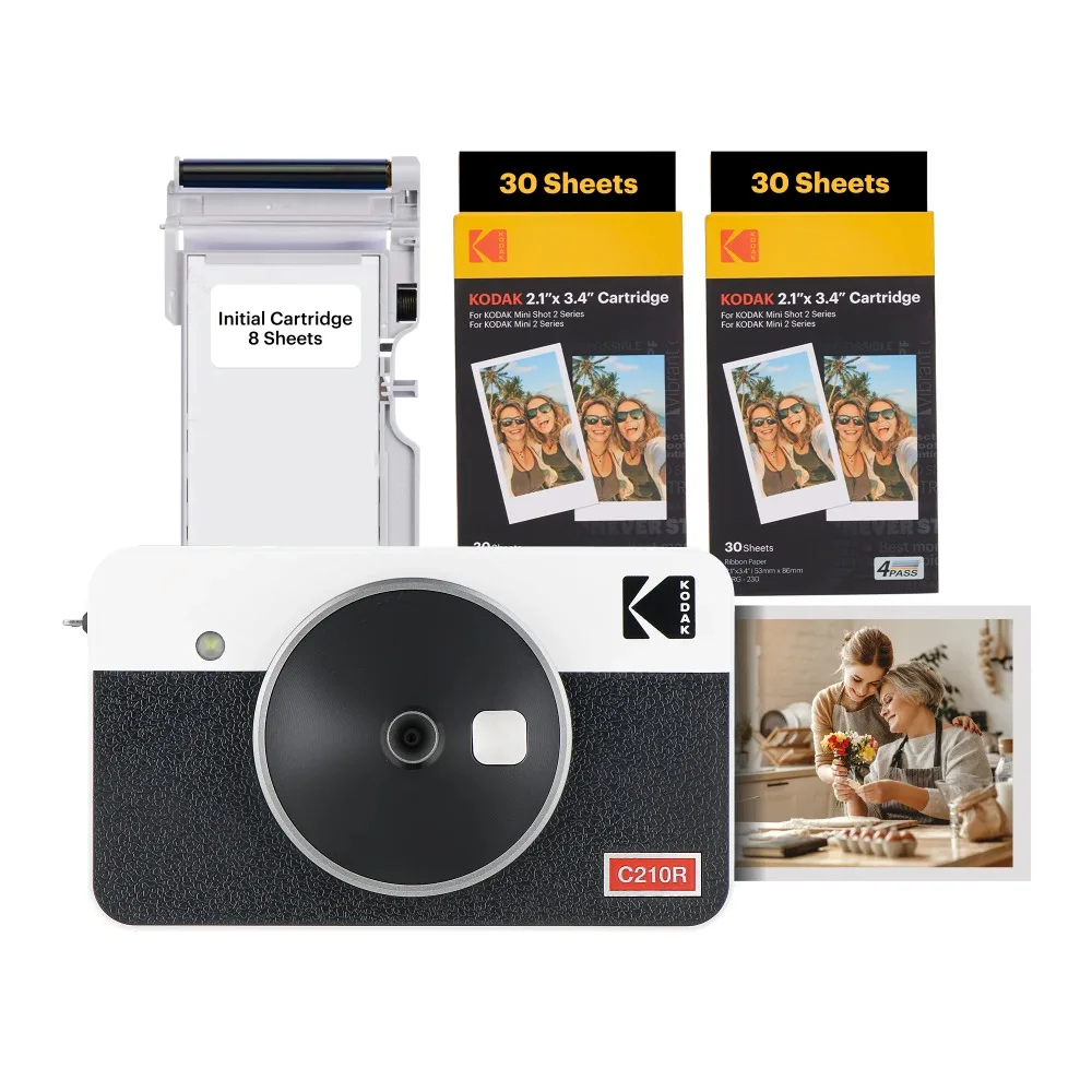 

Mini Shot 2 Retro 4PASS 2-in-1 Instant Camera and Photo Printer (2.1x3.4 inches) + 68 Sheets Bundle, White