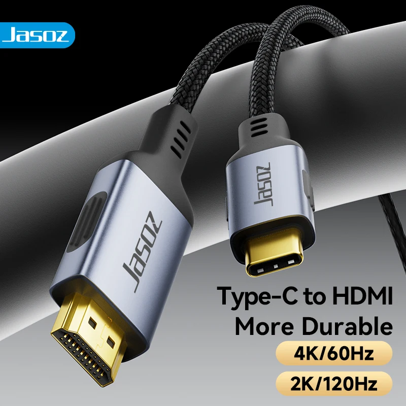 Jasoz USB C to 4K HDMI-compatible Cable 4K/60Hz 2K/120Hz for MacBook Pro iMac iPad Pro for Samsung Galaxy Type C to HDMI 2.0