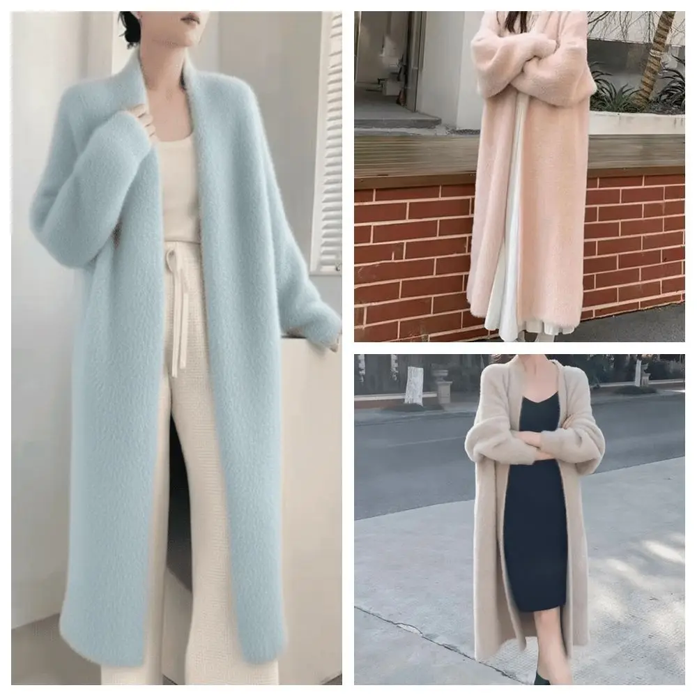 

New Polyester Women Long Cardigan Open Front Loose Fit Coat Warm Fuzzy Casual Outfit Women Fashion