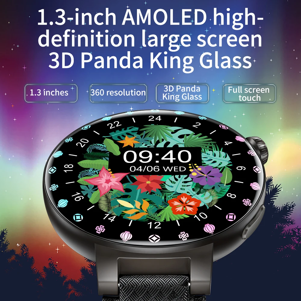 KUMI GT6 Pro 1.3-inch AMOLED Screen Bluetooth Call5.1 IP68 Waterproof Eight light modes Chinese fashion style Smart watch